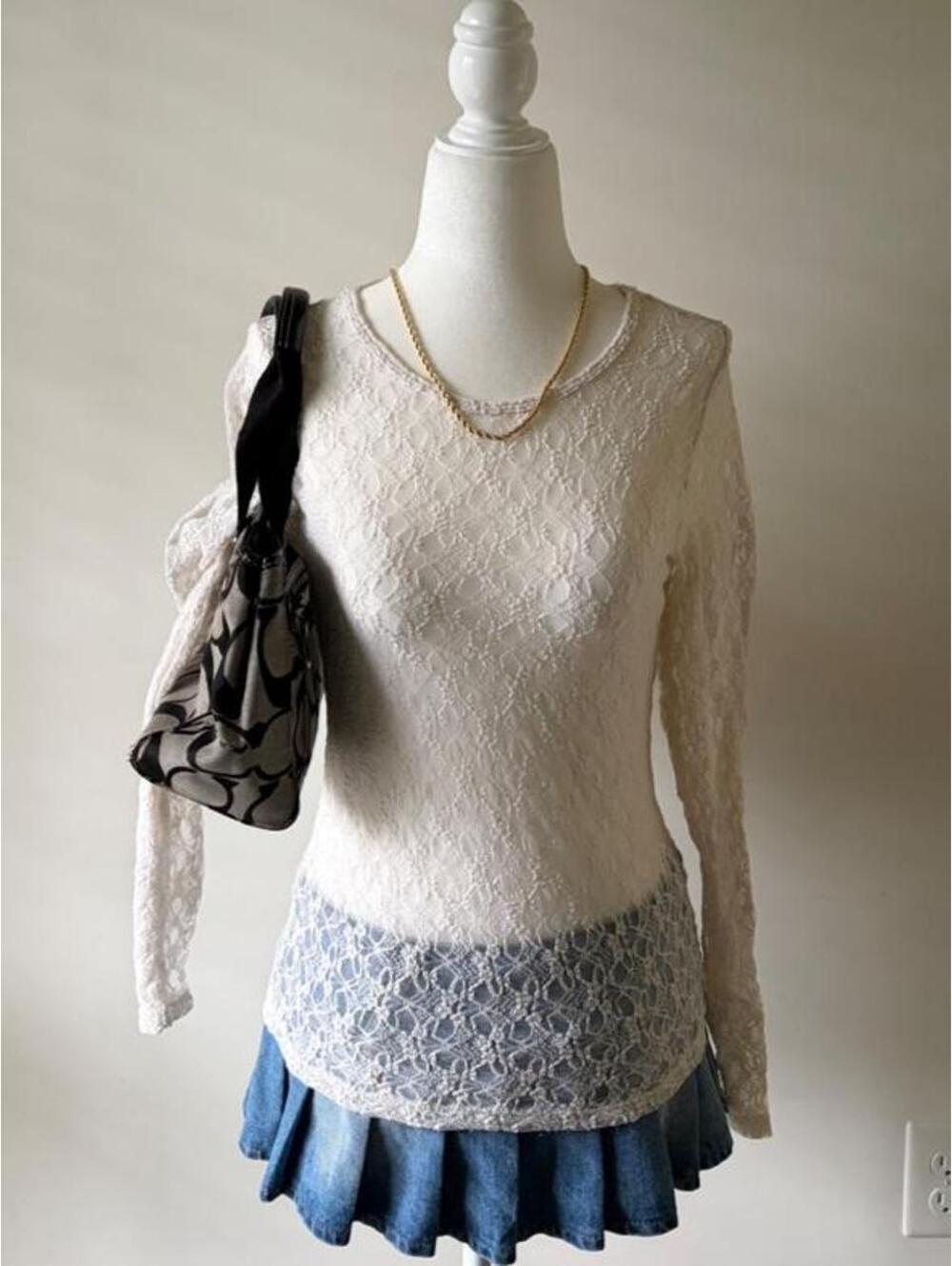 White Lace Long Sleeve Top - Old Navy Romantic Fairy Blouse